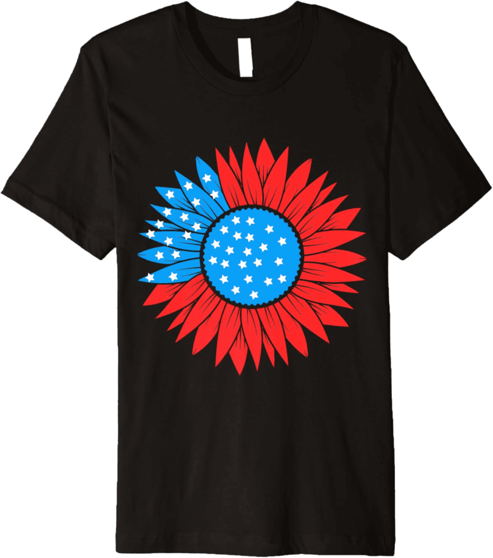 Patriotic Sunflower USA Flag for 4th of July T-Shirt