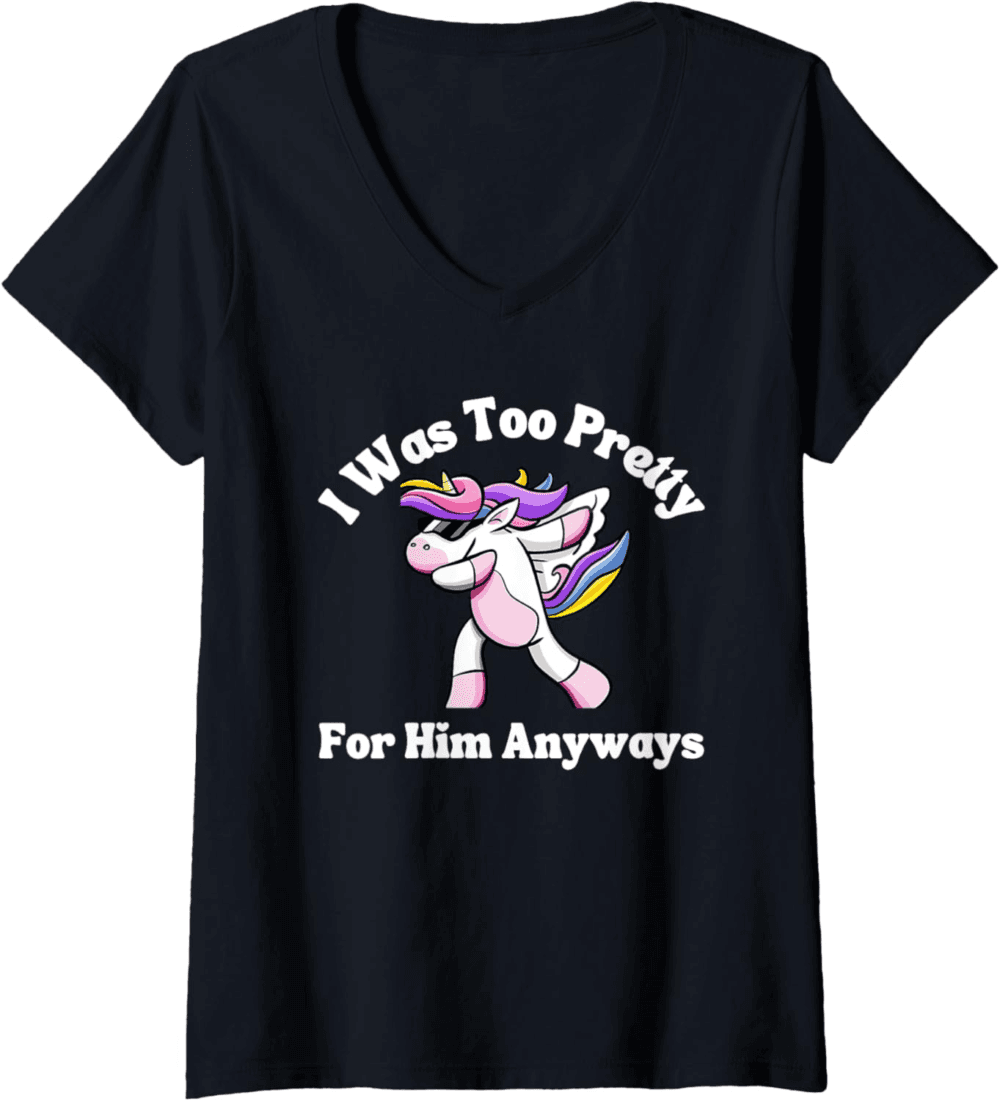 Too Pretty For Him Anyways dabbing V-Neck T-Shirt
