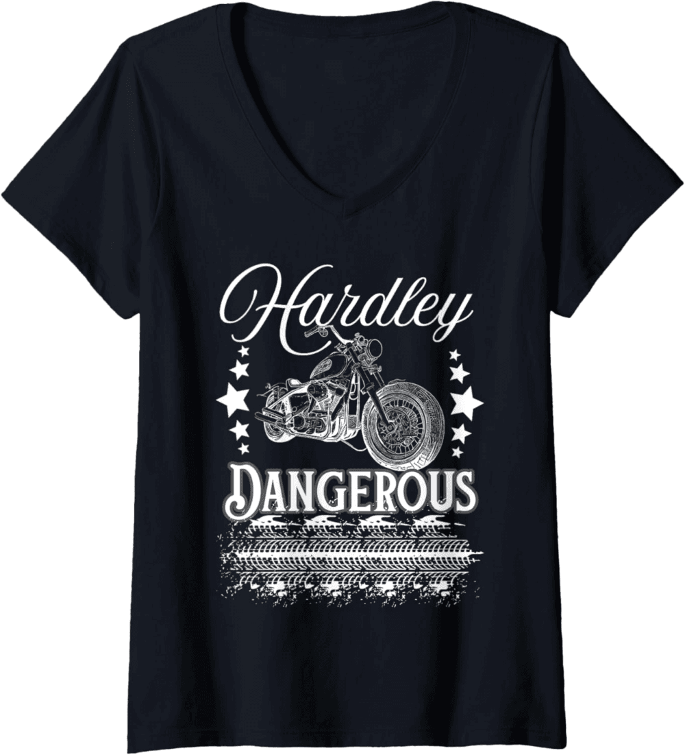 Hardley Dangerous Motorcycle V-Neck T-Shirt
