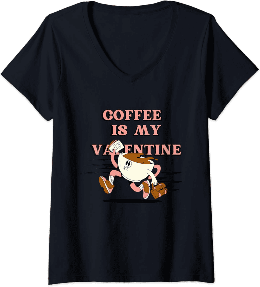 Coffee Lover's Valentine: Sip and Love V-Neck T-Shirt