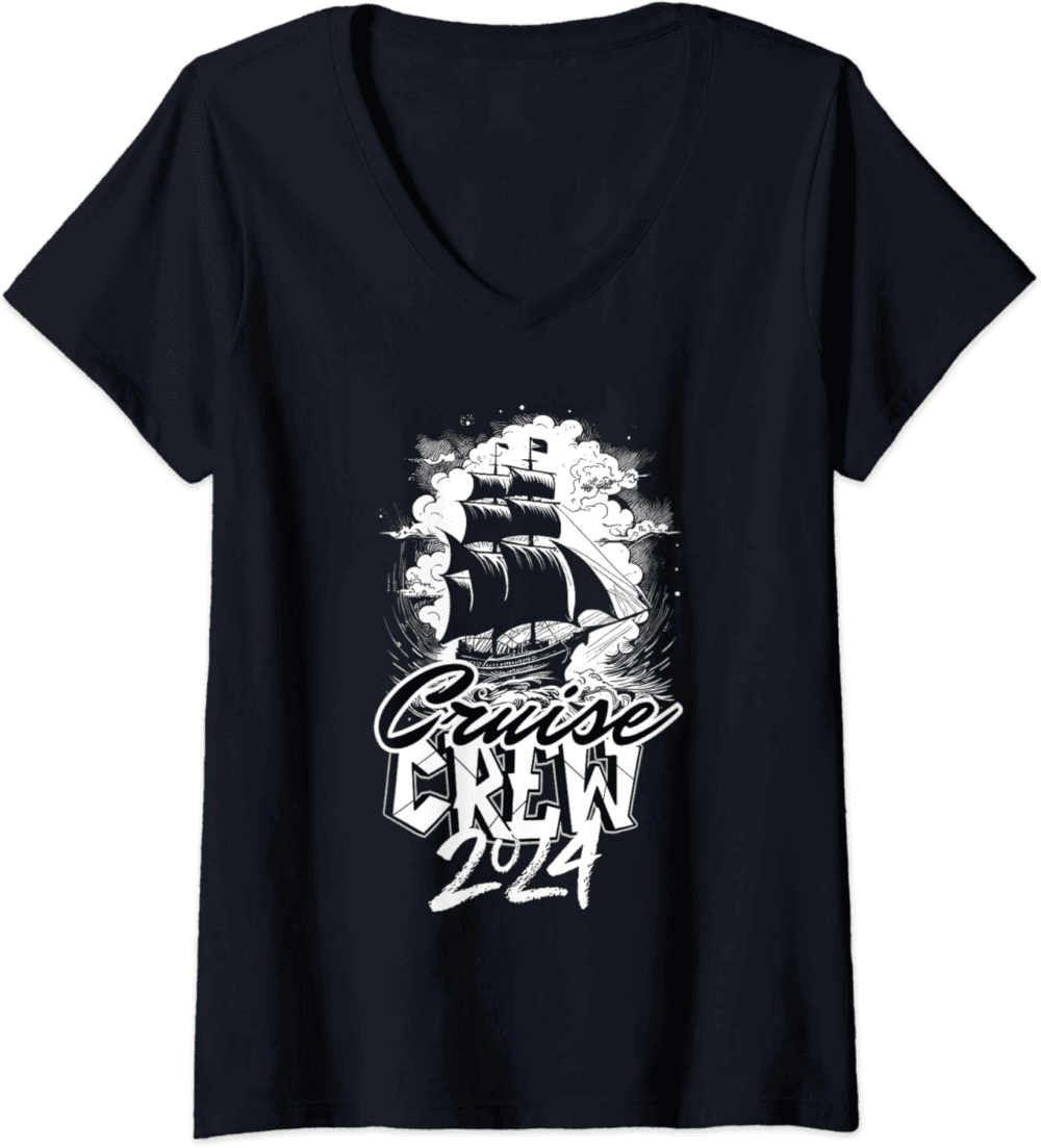 Cruise Crew 2024 Vacation Trip Sailing Squad Matching Family V-Neck T-Shirt