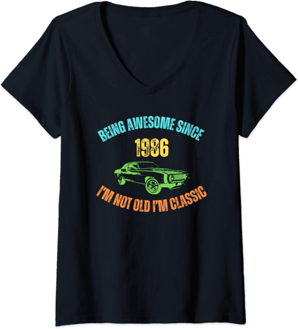 Funny original present for birthday Vintage 1986 Birthday V-Neck T-Shirt