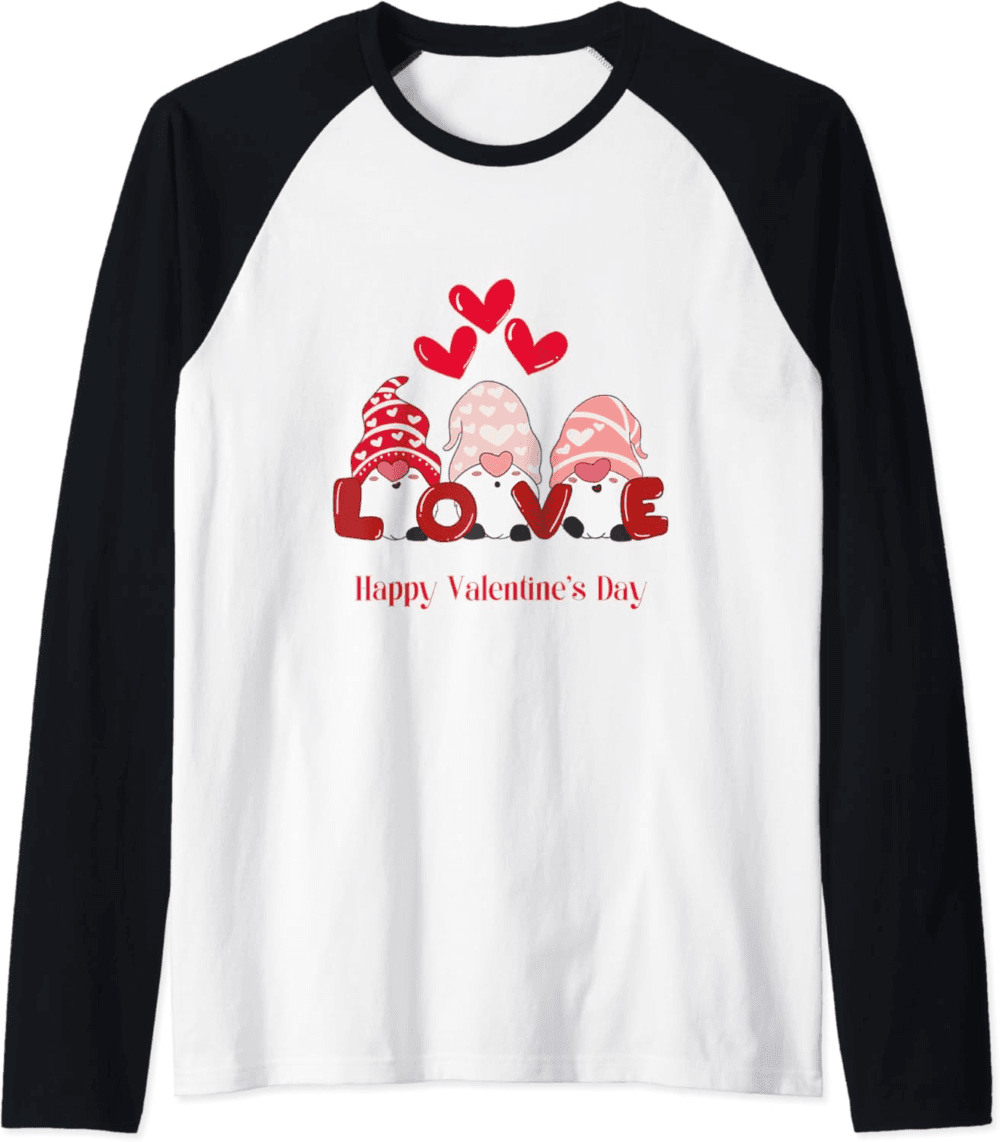 Gnomes' Love Celebration: Happy Valentine's Day Raglan T-Shirt
