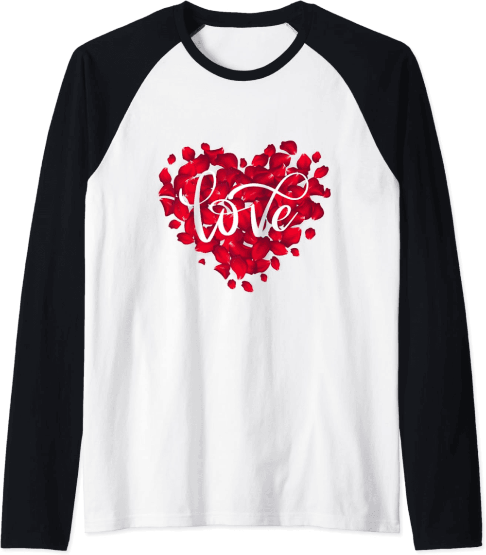 Heartfelt Blooms, Valentine's Floral Fantasy Raglan T-Shirt