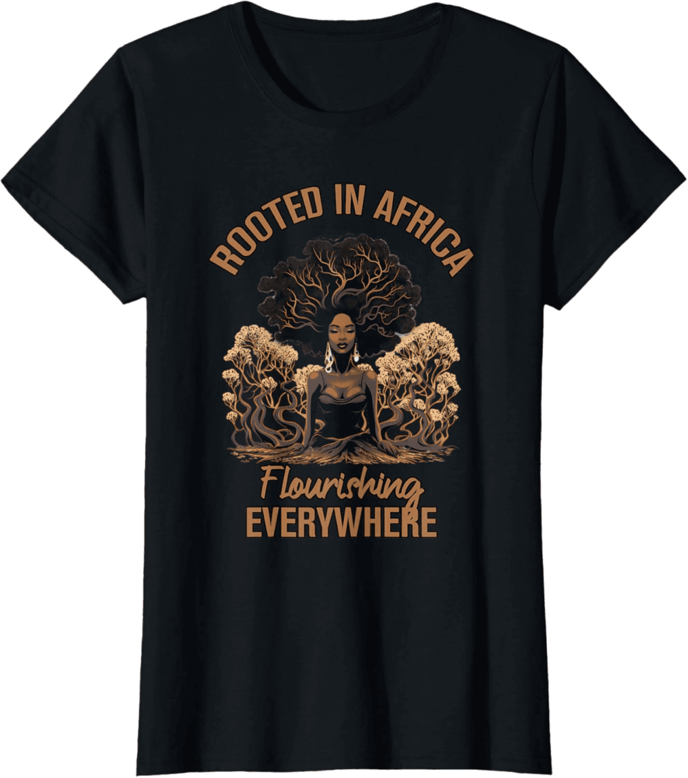 African Roots Blossom, Empowering, T-shirt da donna, Flourishing