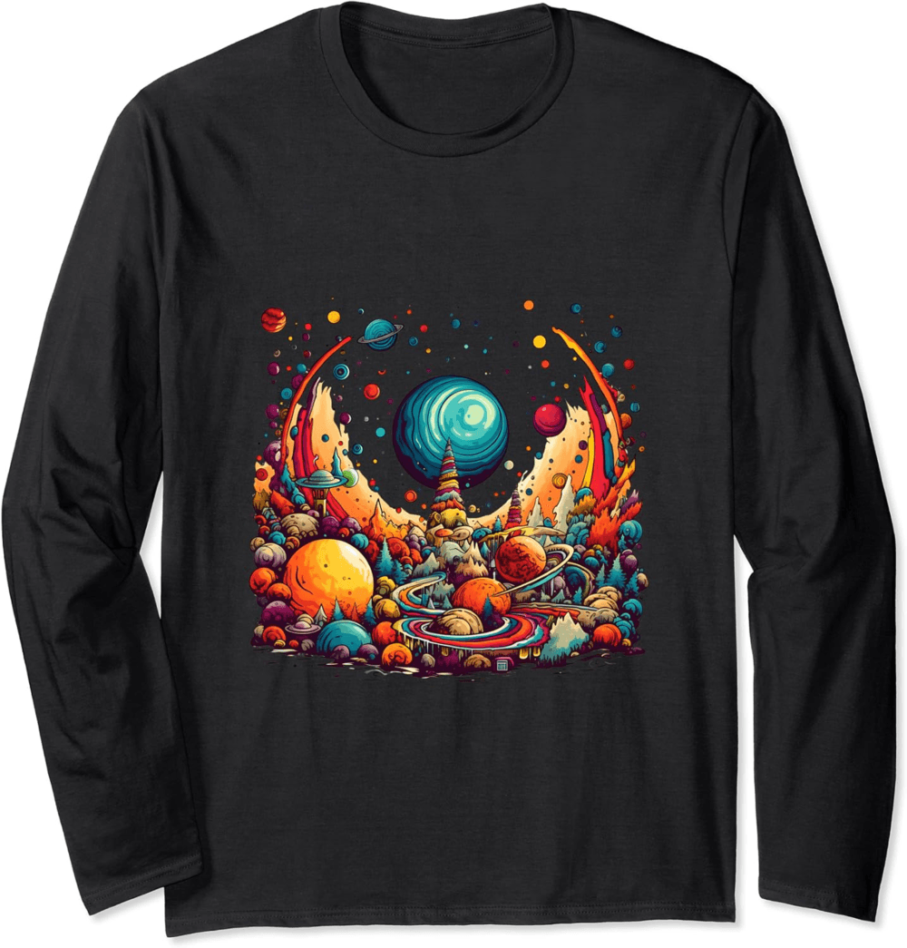 Vivid Dreamscape Harvest Psychedelic Art Long Sleeve T-Shirt