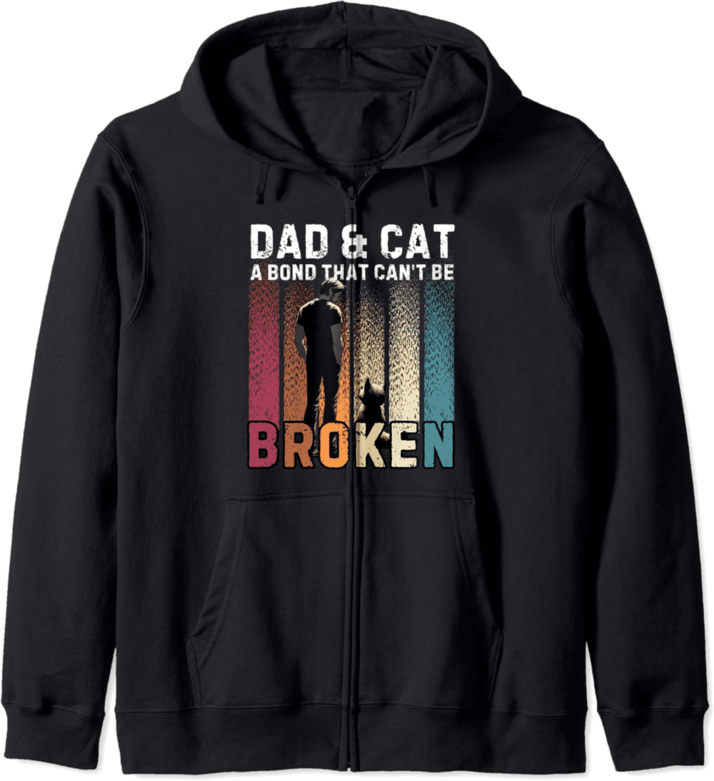 A dad and his cat, a bond that can't be broken retro Zip Hoodie