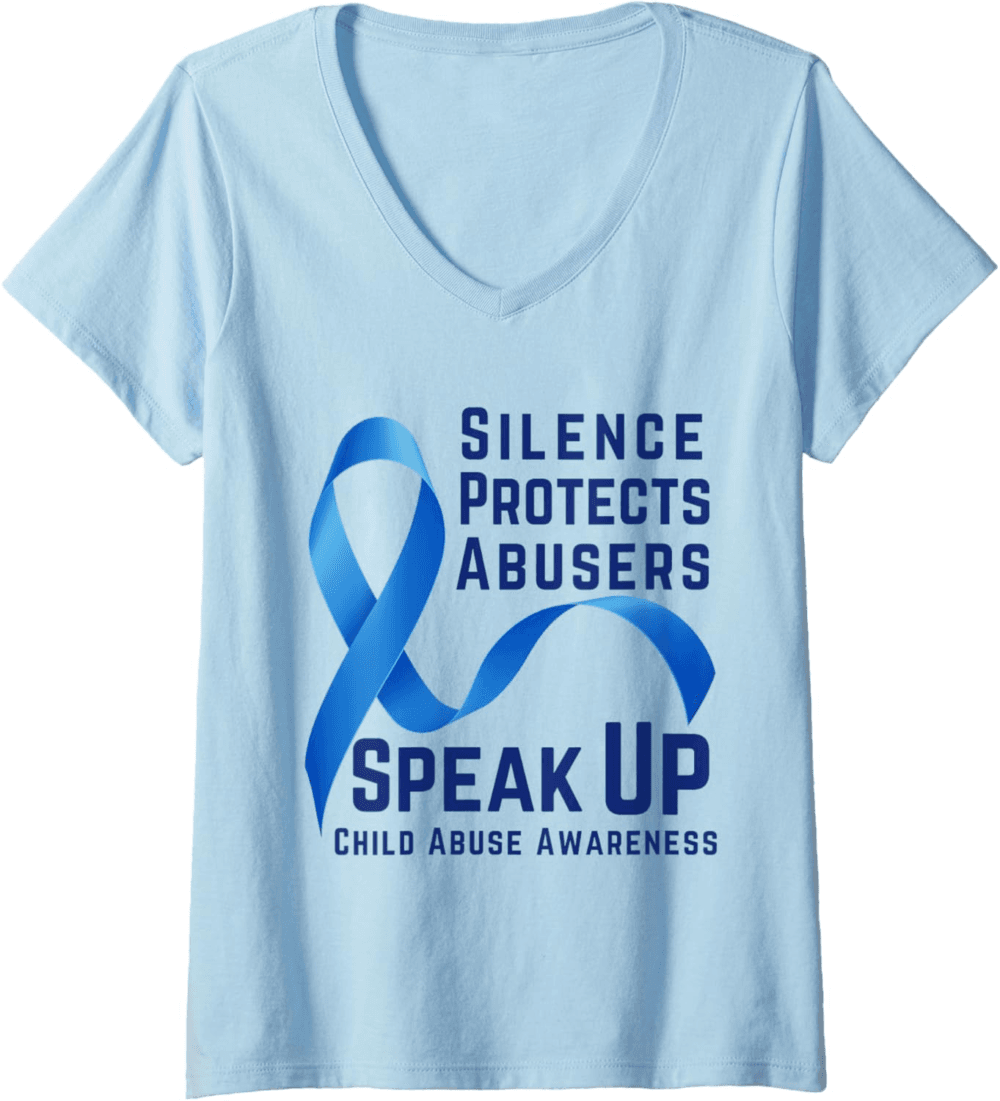 Silence Protects Abusers. Speak it Up Child Abuse Awareness V-Neck T-Shirt