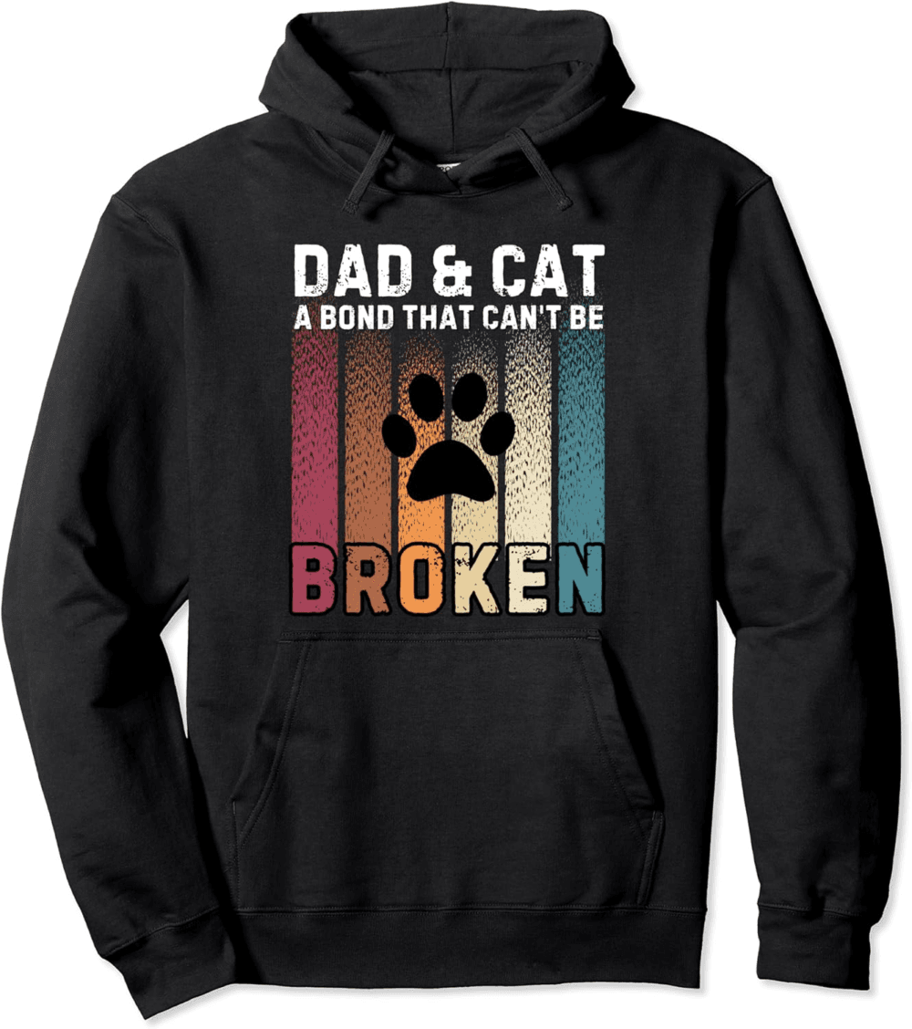 Retro A dad and his cat, a bond that can't be broken Hoodie
