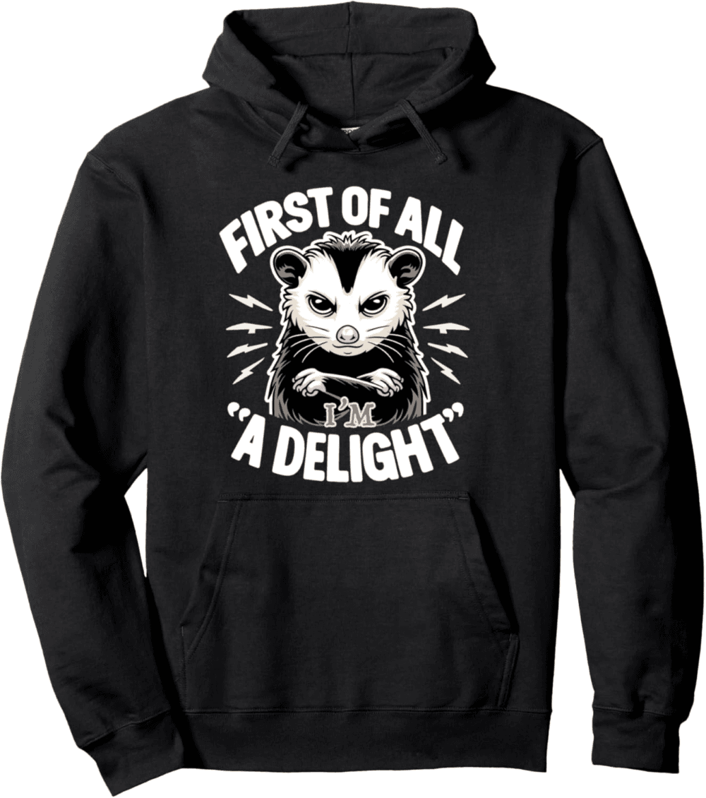 Sarcastic Angry Opossum First Of All I'm Delight Hoodie